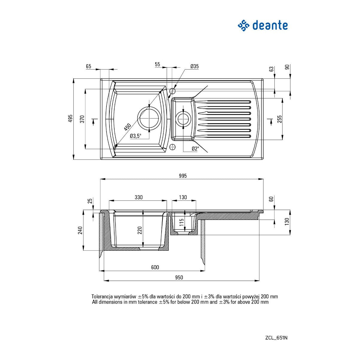 Deante Lusitano 100/CR/0/2 ZCL 651N