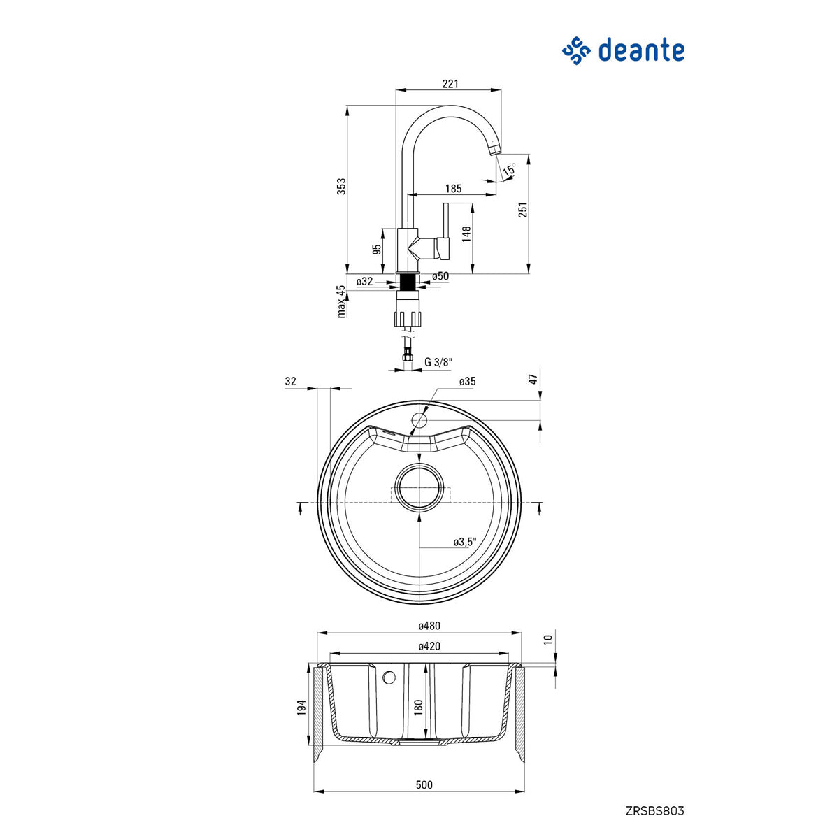 Deante Solis komplet ZRSBS803