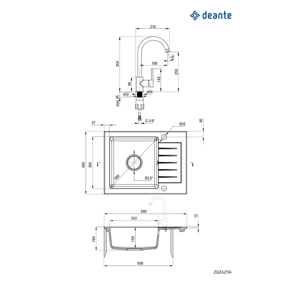 Deante Zorba komplet ZQZA711A
