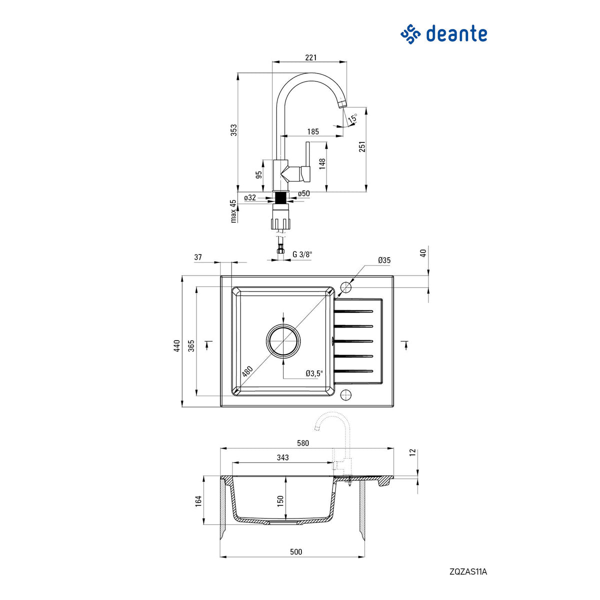 Deante Zorba komplet ZQZAN11A