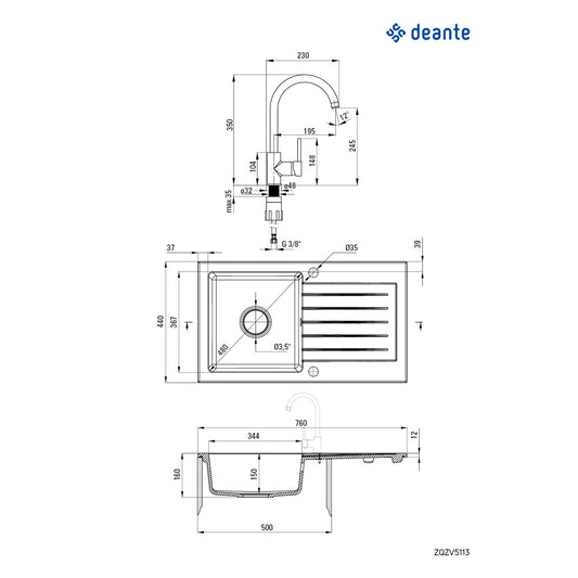 Deante Zorba komplet ZQZVA113