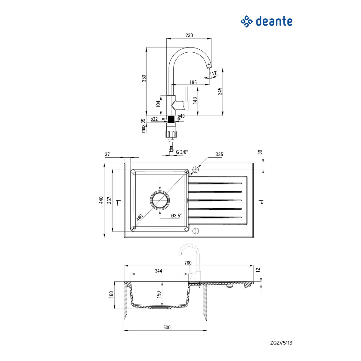 Deante Zorba komplet ZQZVT113