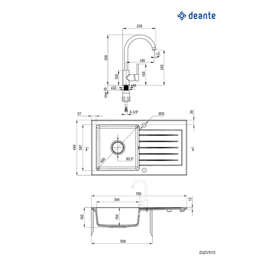 Deante Zorba komplet ZQZVT113